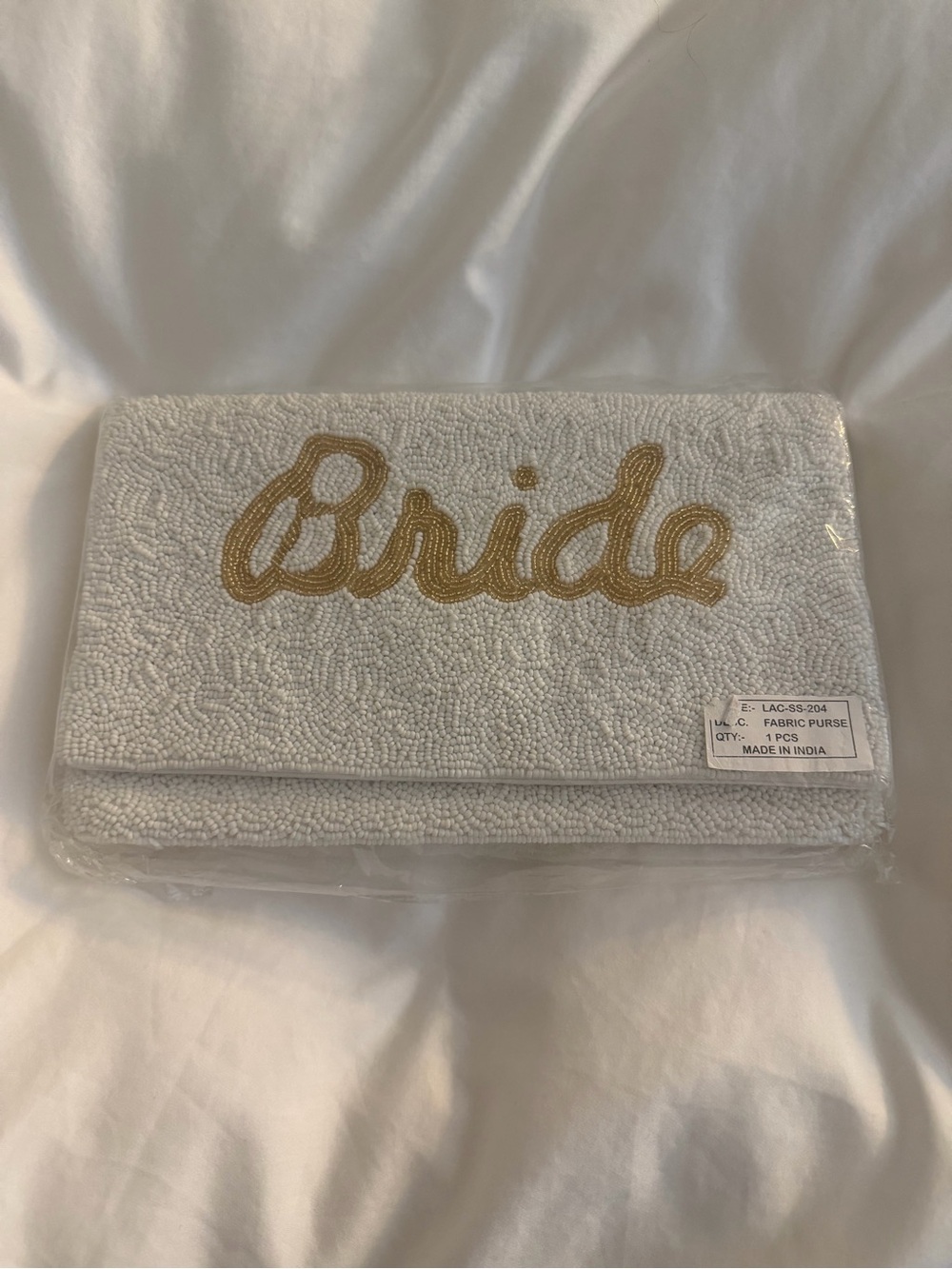Bride Embellished White Clutch Bag